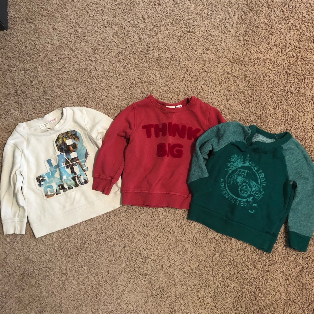 3 kids sweatshirts (2 zara 1 cherokee)